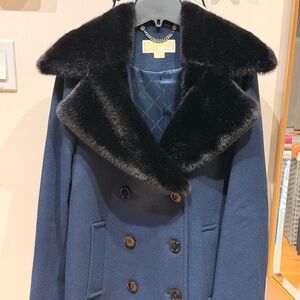 Michael Michael Kors Faux Fur Navy Coat (Sz XS)